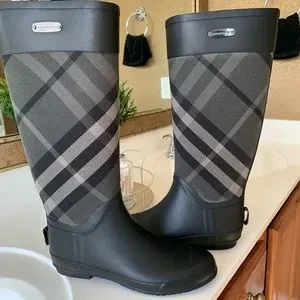 Burberry | Shoes | Grayblack Burberry Rain Boots | Poshmark display picture 1